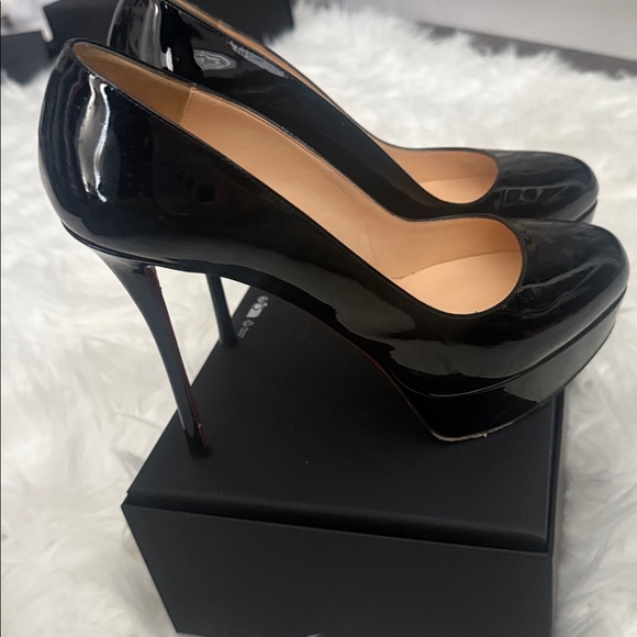 Christian Louboutin Black Patent Leather Platform Heels - Picture 3 of 4